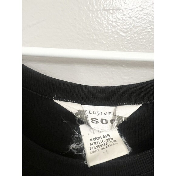 Exclusively MISOOK Dress Black Knit Maxi Short Sleeve Side Slit Size Medium $300 - Picture 7 of 8